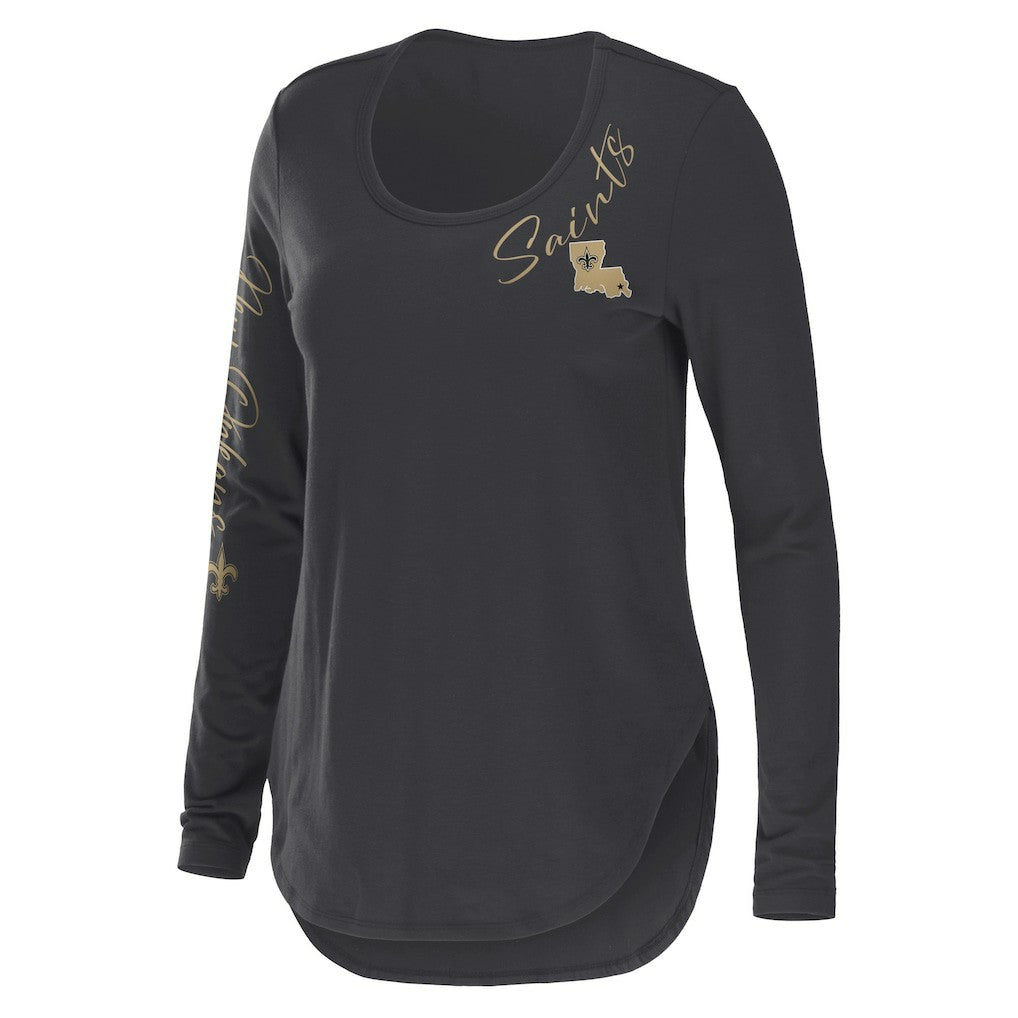 New Orleans Saints WEAR by Erin Andrews Women's Team Scoop Neck T-Shirt - Charcoal - NFL