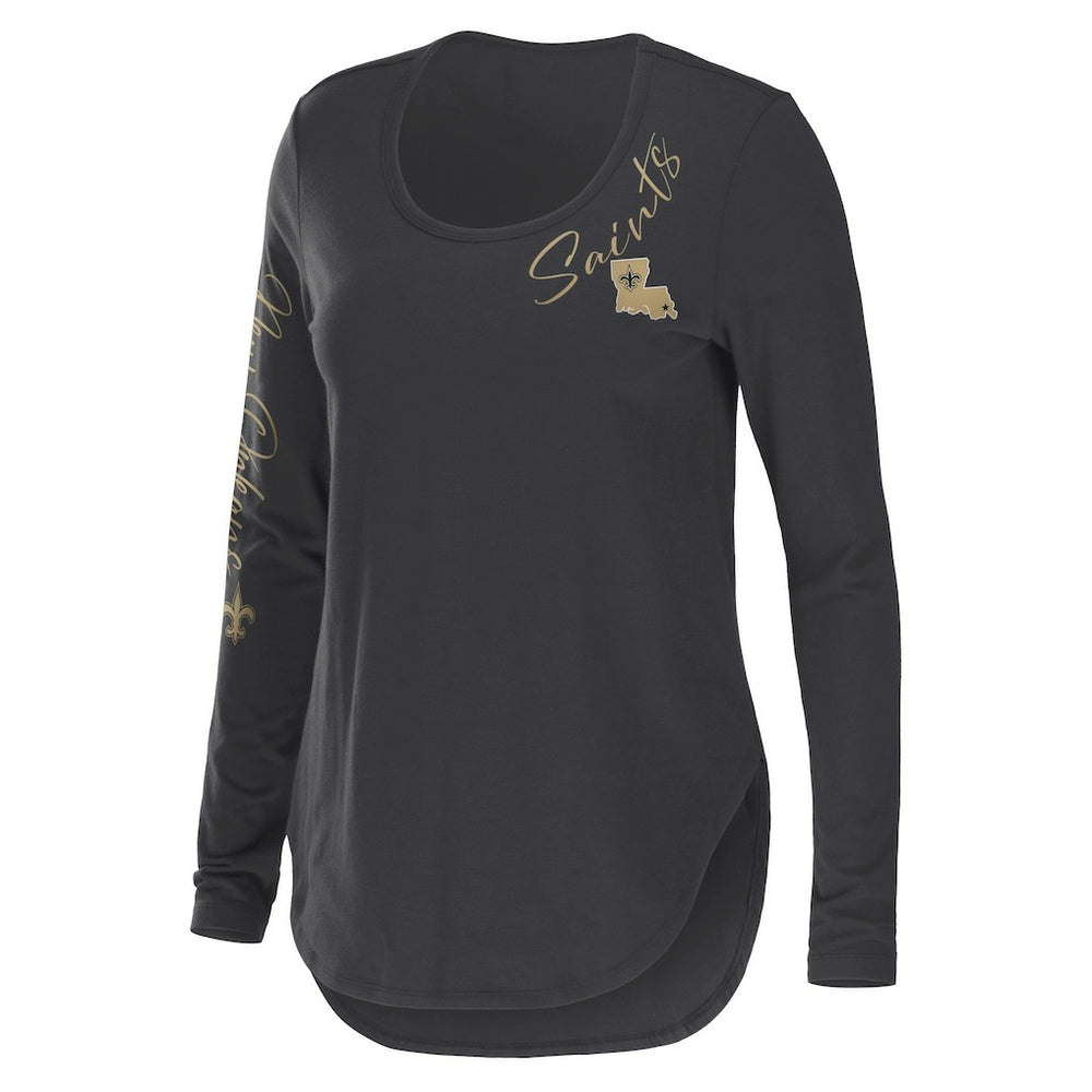 New Orleans Saints WEAR by Erin Andrews Women's Team Scoop Neck T-Shirt - Charcoal - NFL