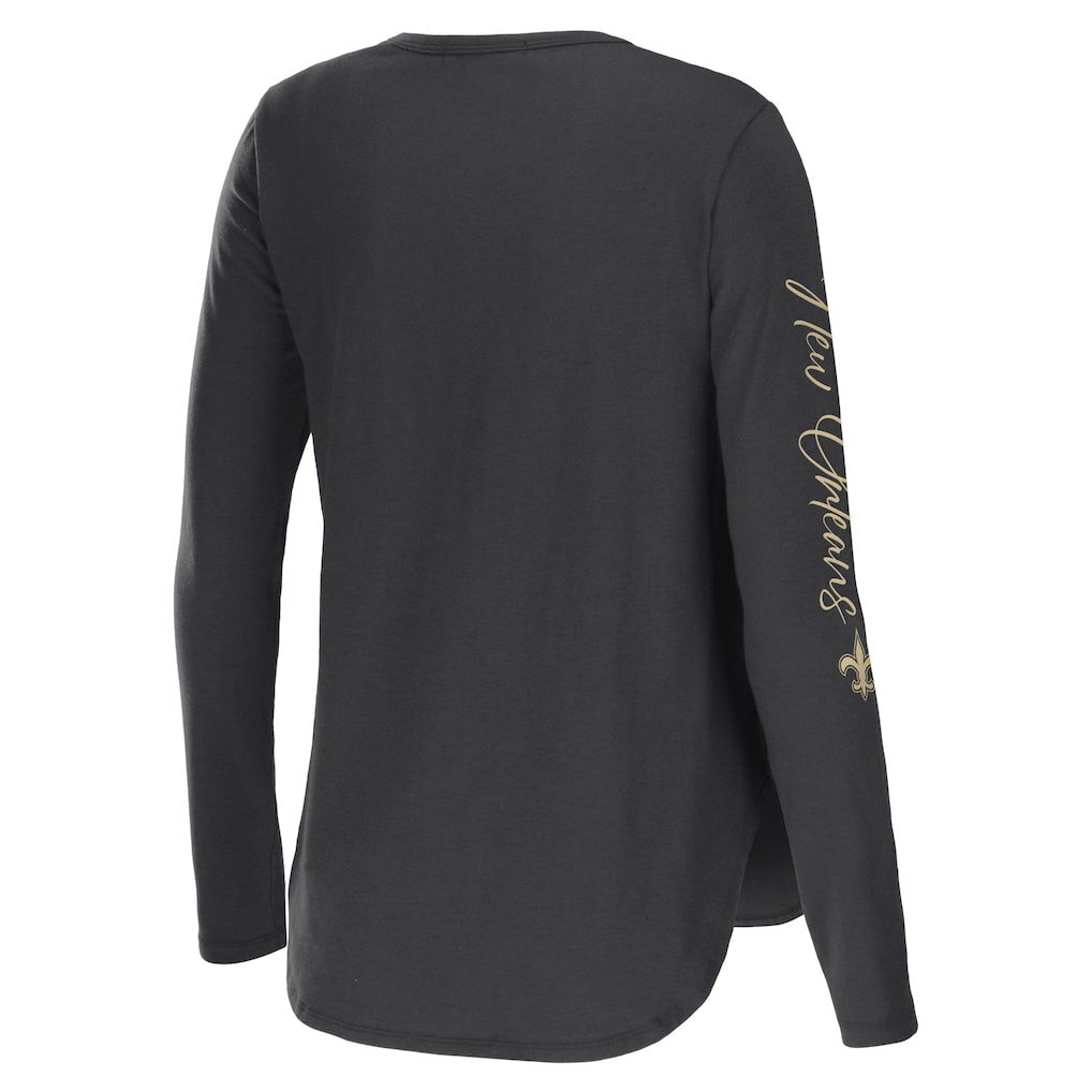 New Orleans Saints WEAR by Erin Andrews Women's Team Scoop Neck T-Shirt - Charcoal - NFL