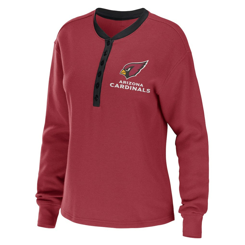 Arizona Cardinals WEAR by Erin Andrews Women's Waffle Henley Long Sleeve T-Shirt - Cardinal - NFL