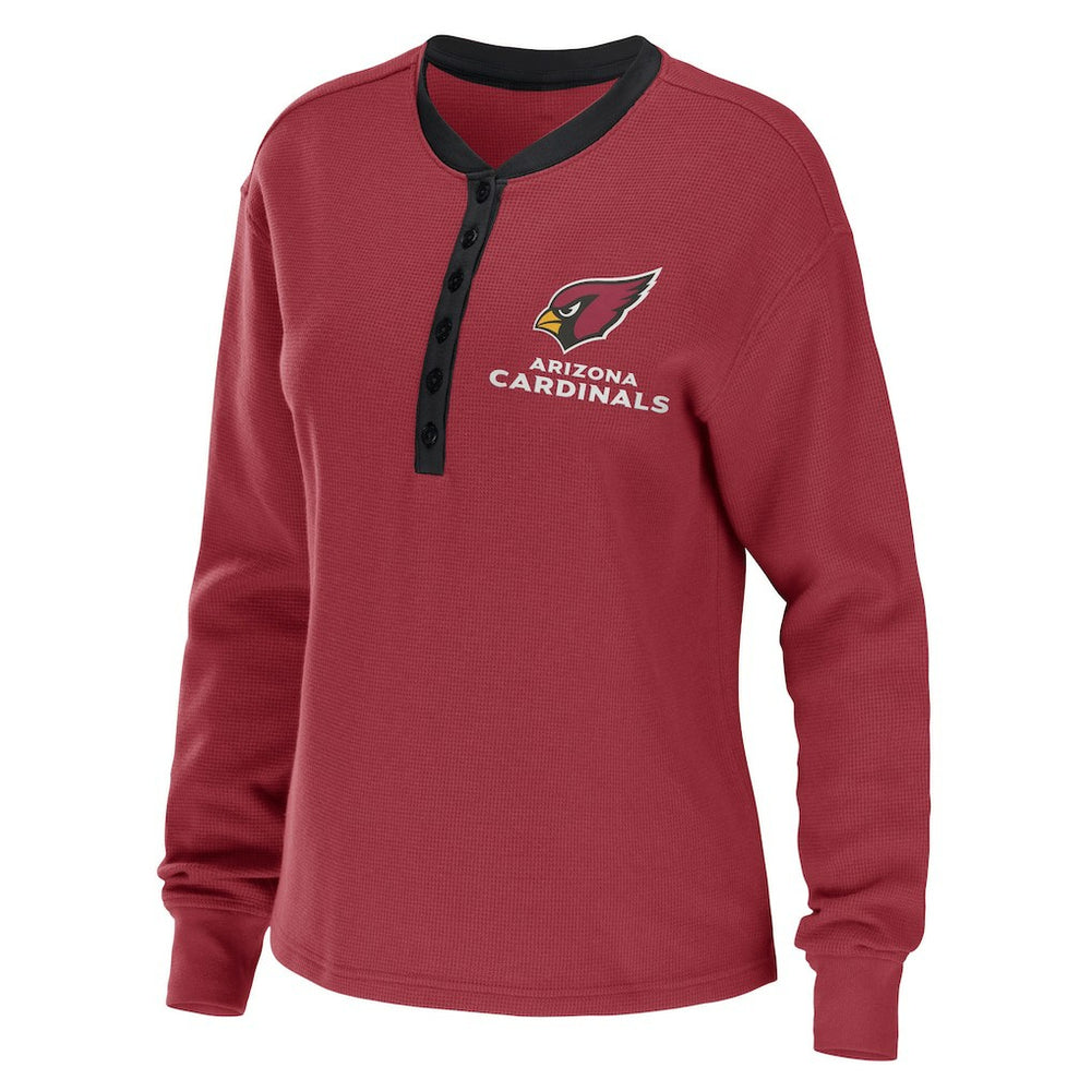 Arizona Cardinals WEAR by Erin Andrews Women's Waffle Henley Long Sleeve T-Shirt - Cardinal - NFL