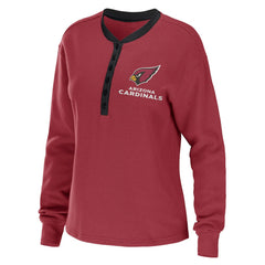 Arizona Cardinals WEAR by Erin Andrews Women's Waffle Henley Long Sleeve T-Shirt - Cardinal - NFL