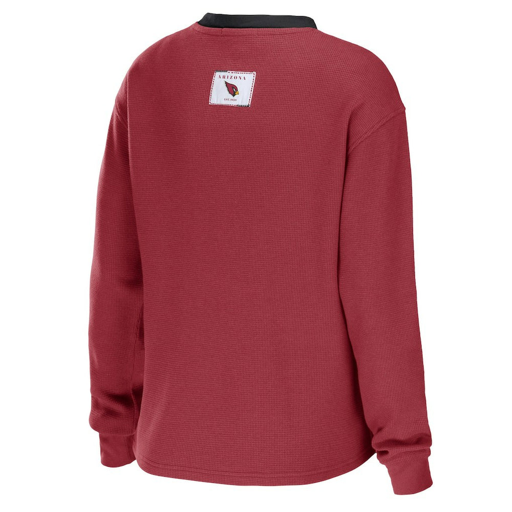 Arizona Cardinals WEAR by Erin Andrews Women's Waffle Henley Long Sleeve T-Shirt - Cardinal - NFL