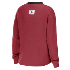 Arizona Cardinals WEAR by Erin Andrews Women's Waffle Henley Long Sleeve T-Shirt - Cardinal - NFL