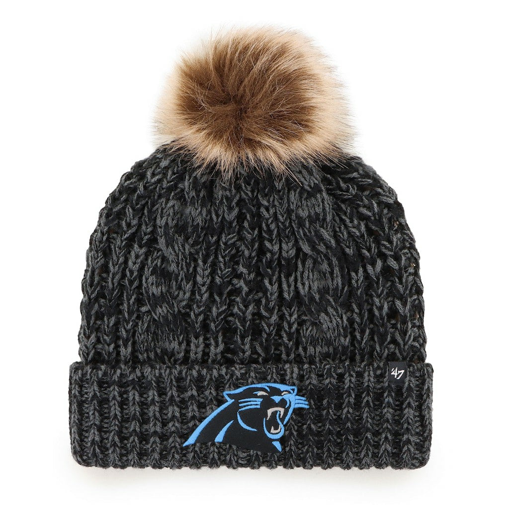 Carolina Panthers '47 Women's Meeko Cuffed Knit Hat with Pom - Black - 47 brand
