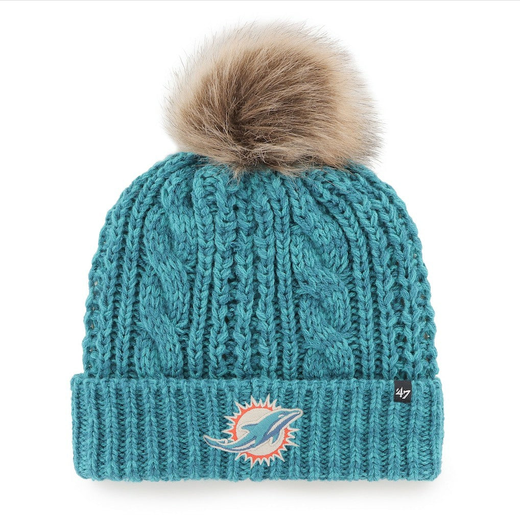 Miami Dolphins '47 Women's Meeko Cuffed Knit Hat with Pom - Aqua - 47 brand