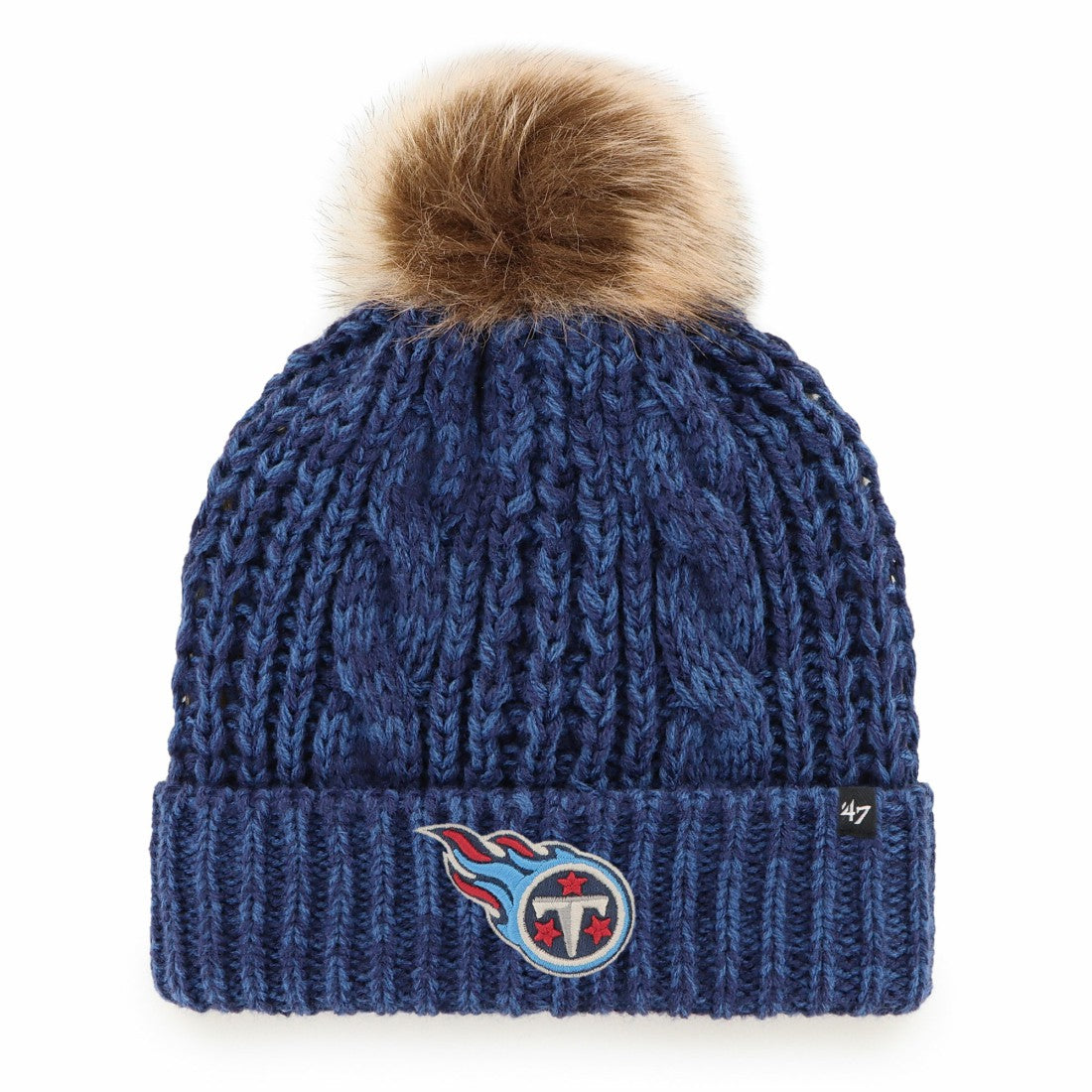 Tennessee Titans '47 Women's Meeko Cuffed Knit Hat with Pom - Navy - 47 brand
