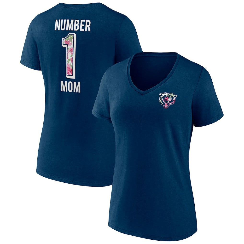 Chicago Bears Women's Plus Size Mother's Day #1 Mom V-Neck T-Shirt - Navy - Fanatics