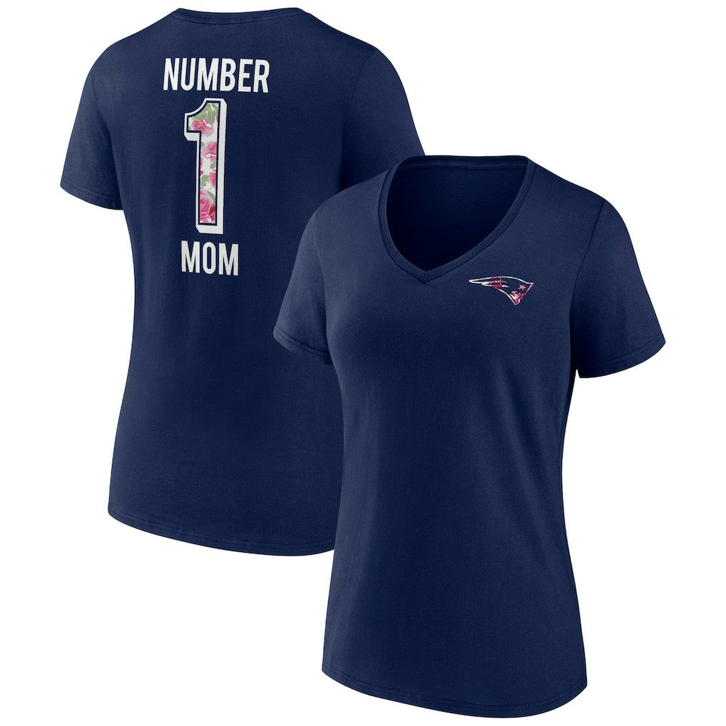 New England Patriots Women's Plus Size Mother's Day #1 Mom V-Neck T-Shirt - Navy - Fanatics