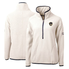 Milwaukee Brewers Cutter & Buck Women's Cascade Eco Sherpa Fleece Quarter-Zip Pullover Jacket Sale
