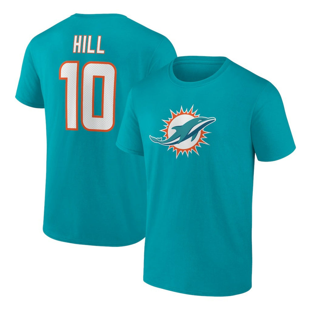 Tyreek Hill Miami Dolphins Player Icon Name & Number T-Shirt - Aqua - Fanatics