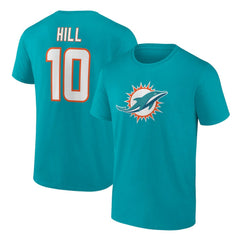 Tyreek Hill Miami Dolphins Player Icon Name & Number T-Shirt - Aqua - Fanatics