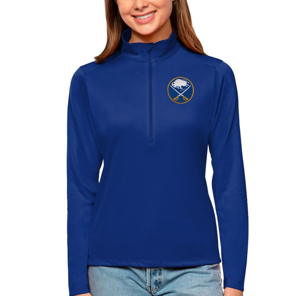Buffalo Sabres Antigua Women's Tribute Quarter-Zip Pullover Top - Royal | NHL Lifestyle