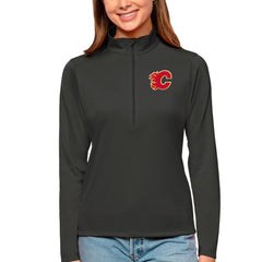 Calgary Flames Antigua Women's Tribute Quarter-Zip Pullover Top - Charcoal | NHL sale