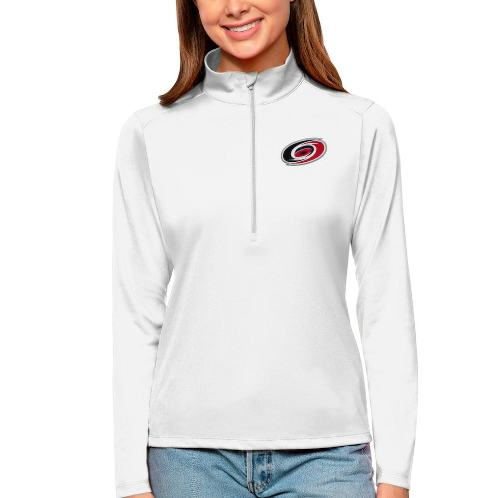 Carolina Hurricanes Antigua Women's Tribute Quarter-Zip Pullover Top - White | NHL near me