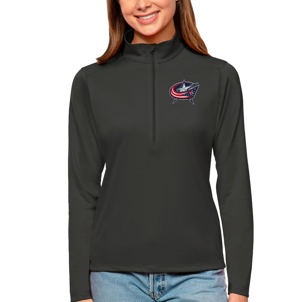 Columbus Blue Jackets Antigua Women's Tribute Quarter-Zip Pullover Top - Charcoal | NHL sale