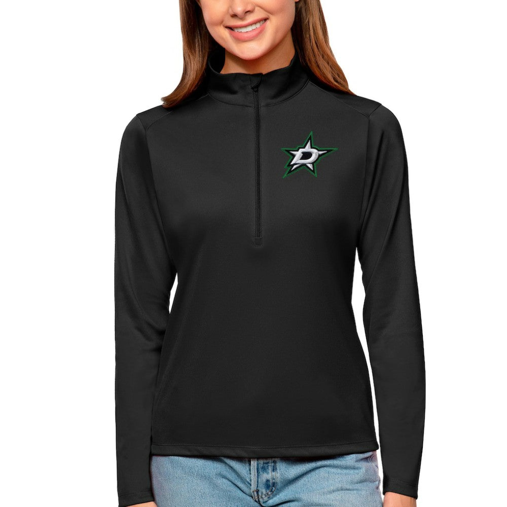 Dallas Stars Antigua Women's Tribute Quarter-Zip Pullover Top - Black | NHL Lifestyle