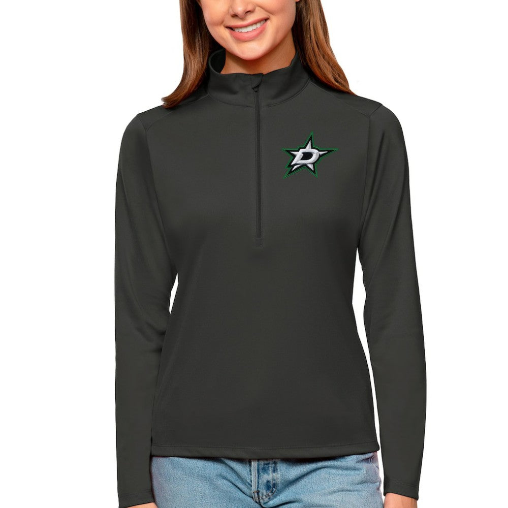 Dallas Stars Antigua Women's Tribute Quarter-Zip Pullover Top - Charcoal | NHL Lifestyle