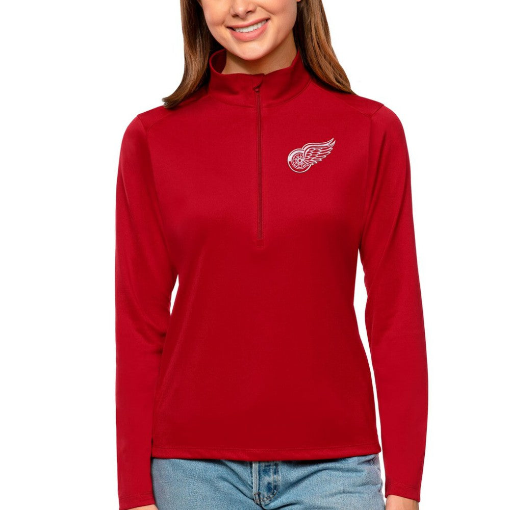 Detroit Red Wings Antigua Women's Tribute Quarter-Zip Pullover Top - Red | NHL Clearance