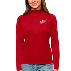 Detroit Red Wings Antigua Women's Tribute Quarter-Zip Pullover Top - Red | NHL Clearance