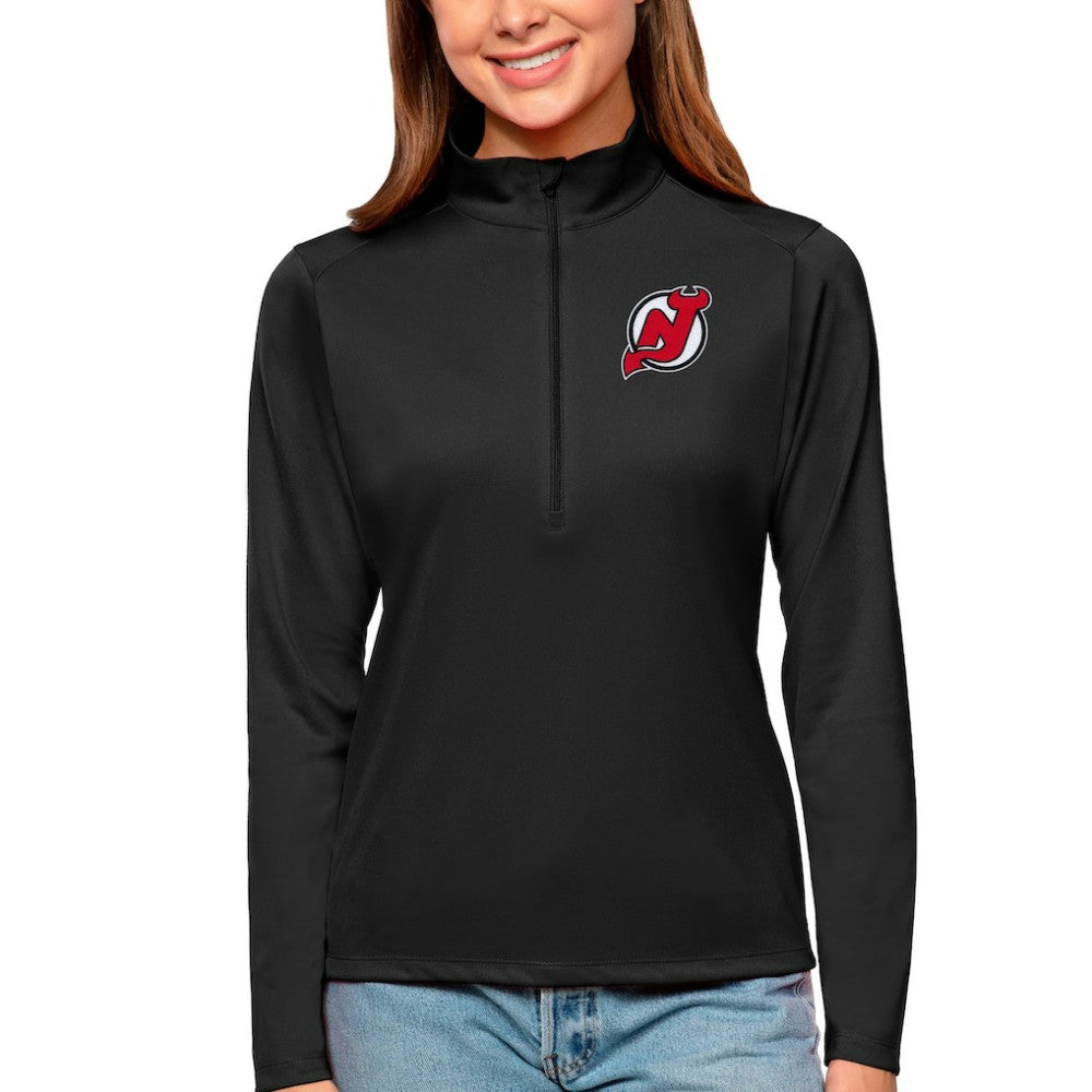 New Jersey Devils Antigua Women's Tribute Quarter-Zip Pullover Top - Black | NHL online