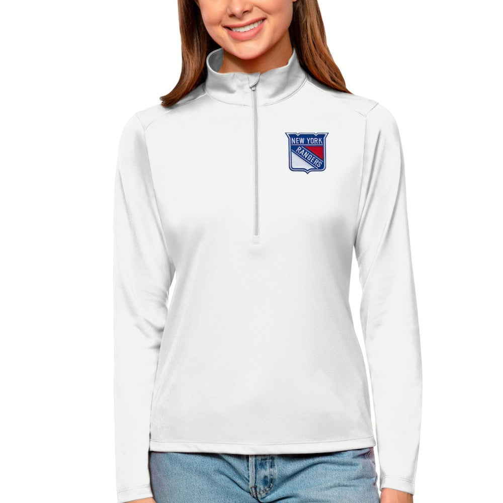 New York Rangers Antigua Women's Tribute Quarter-Zip Pullover Top - White | NHL discount