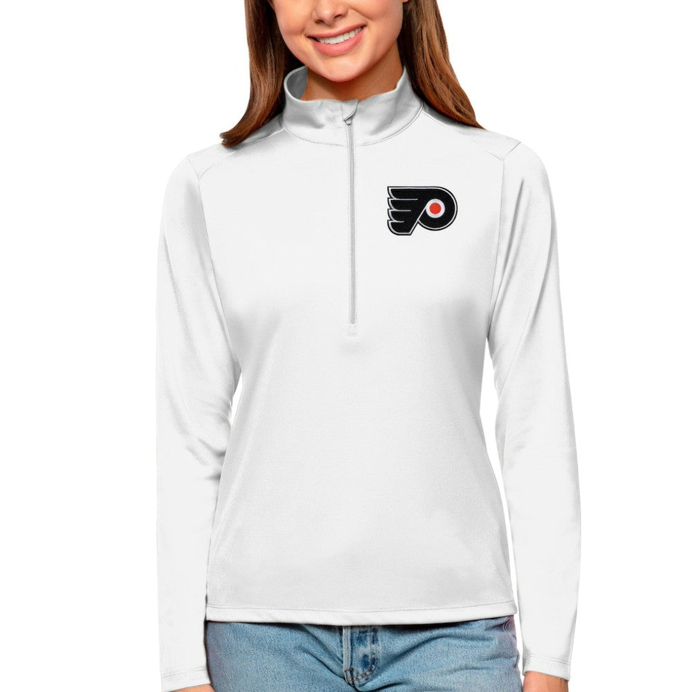 Philadelphia Flyers Antigua Women's Tribute Quarter-Zip Pullover Top - White | NHL Lifestyle