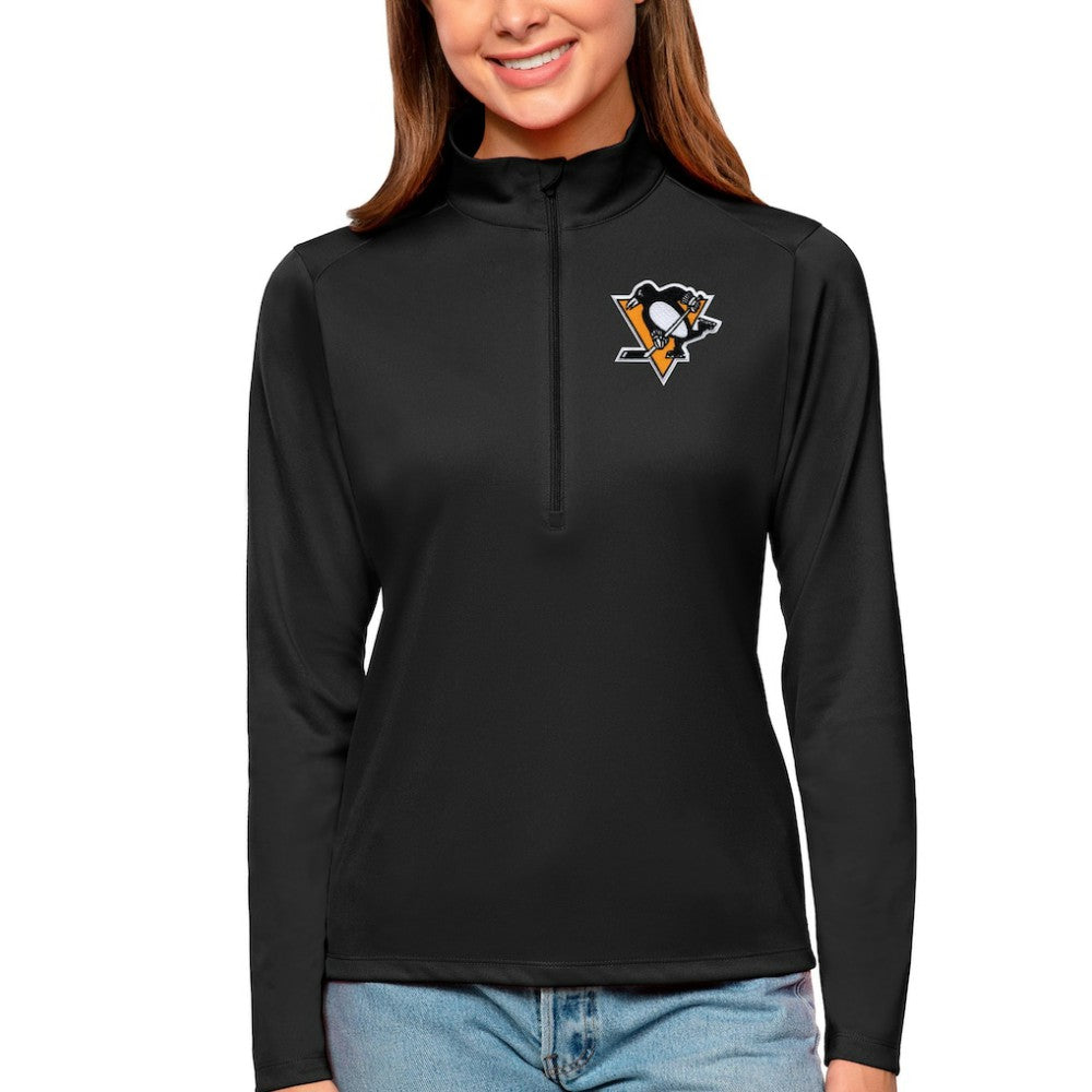 Pittsburgh Penguins Antigua Women's Tribute Quarter-Zip Pullover Top - Black | NHL near me
