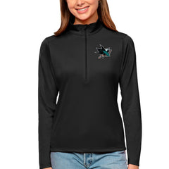 San Jose Sharks Antigua Women's Tribute Quarter-Zip Pullover Top - Black | NHL discount