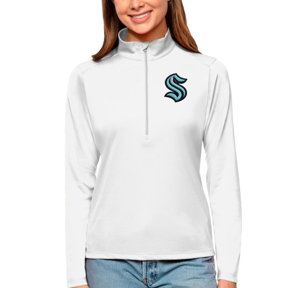 Seattle Kraken Antigua Women's Tribute Quarter-Zip Pullover Top - White | NHL on sale