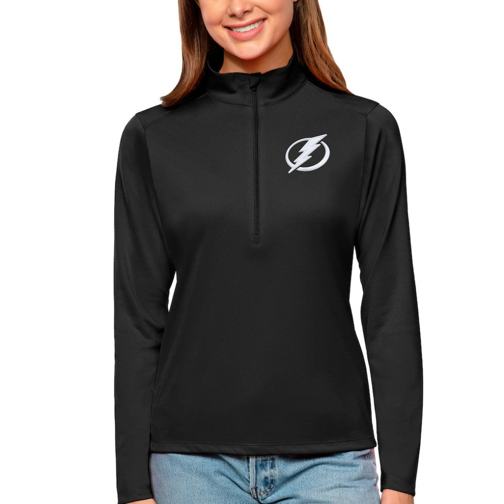 Tampa Bay Lightning Antigua Women's Tribute Quarter-Zip Pullover Top - Black | NHL Clearance