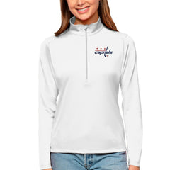 Washington Capitals Antigua Women's Tribute Quarter-Zip Pullover Top - White | NHL on sale
