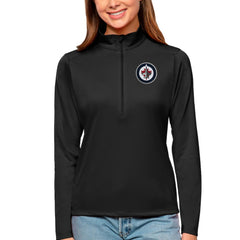 Winnipeg Jets Antigua Women's Tribute Quarter-Zip Pullover Top - Black | NHL Lifestyle