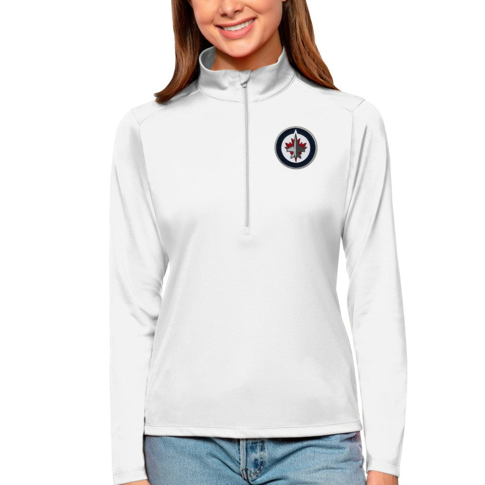 Winnipeg Jets Antigua Women's Tribute Quarter-Zip Pullover Top - White | NHL Lifestyle