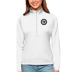 Winnipeg Jets Antigua Women's Tribute Quarter-Zip Pullover Top - White | NHL Lifestyle