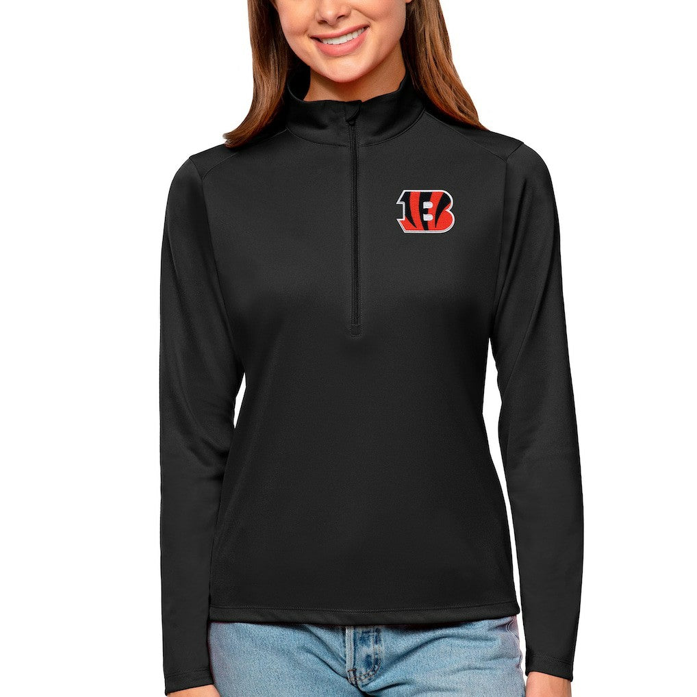 Cincinnati Bengals Antigua Women's Tribute Half-Zip Top - Black - NFL