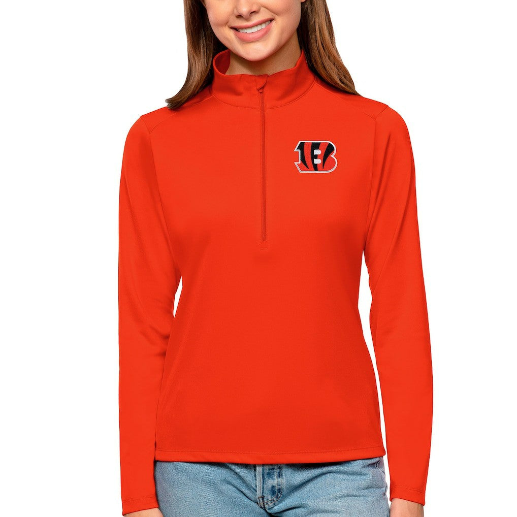 Cincinnati Bengals Antigua Women's Tribute Half-Zip Top - Orange - NFL