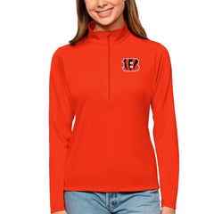 Cincinnati Bengals Antigua Women's Tribute Half-Zip Top - Orange - NFL