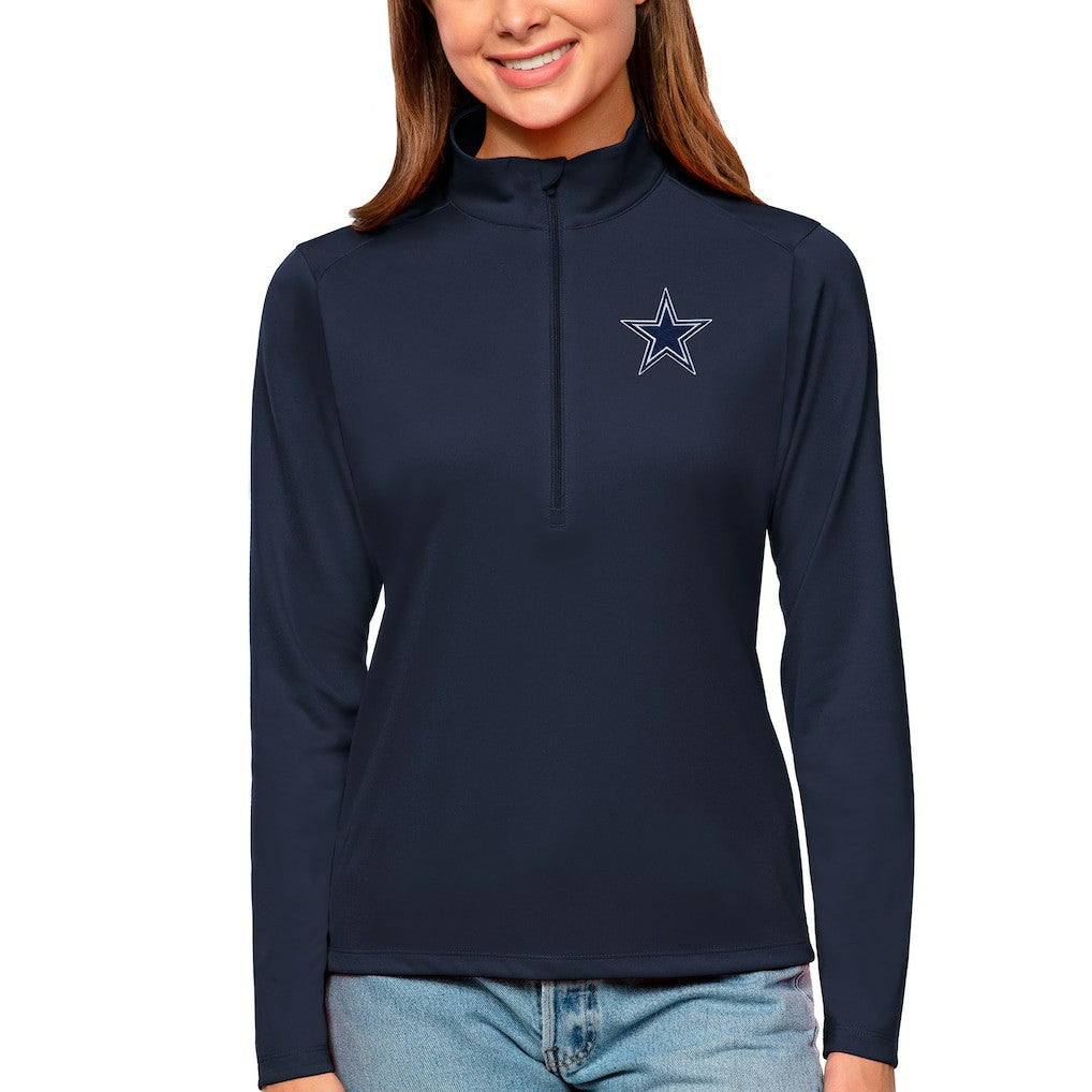 Dallas Cowboys Antigua Women's Tribute Half-Zip Top - Navy - NFL