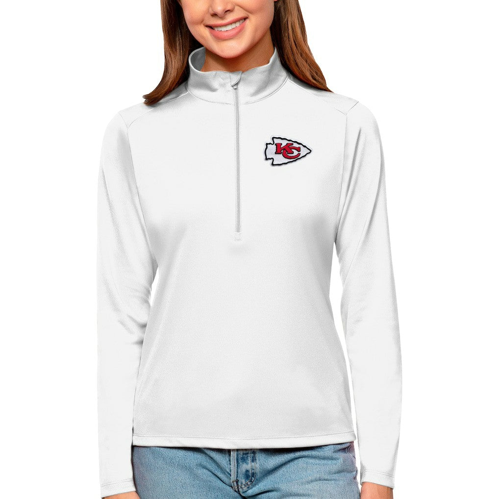 Kansas City Chiefs Antigua Women's Tribute Half-Zip Top - White - NFL