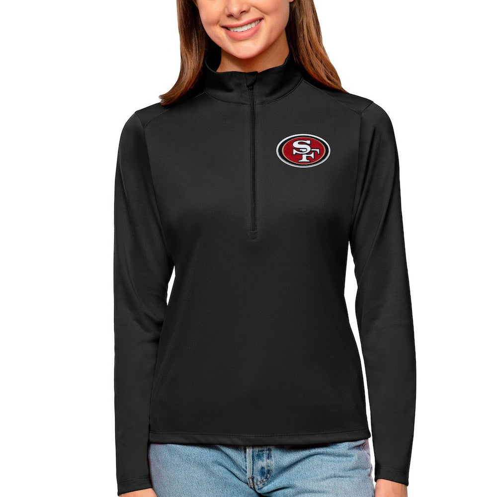 San Francisco 49ers Antigua Women's Tribute Half-Zip Top - Black - NFL