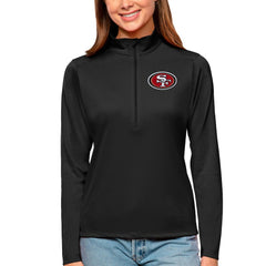 San Francisco 49ers Antigua Women's Tribute Half-Zip Top - Black - NFL