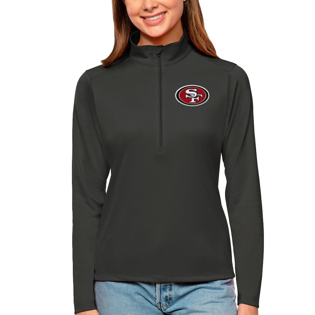 San Francisco 49ers Antigua Women's Tribute Half-Zip Top - Charcoal - NFL