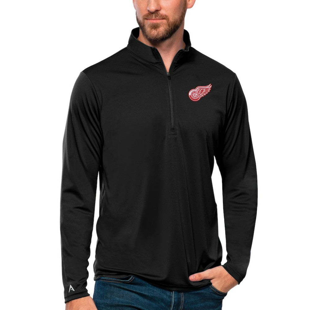 Detroit Red Wings Antigua Tribute Quarter-Zip Pullover Top - Black | NHL near me