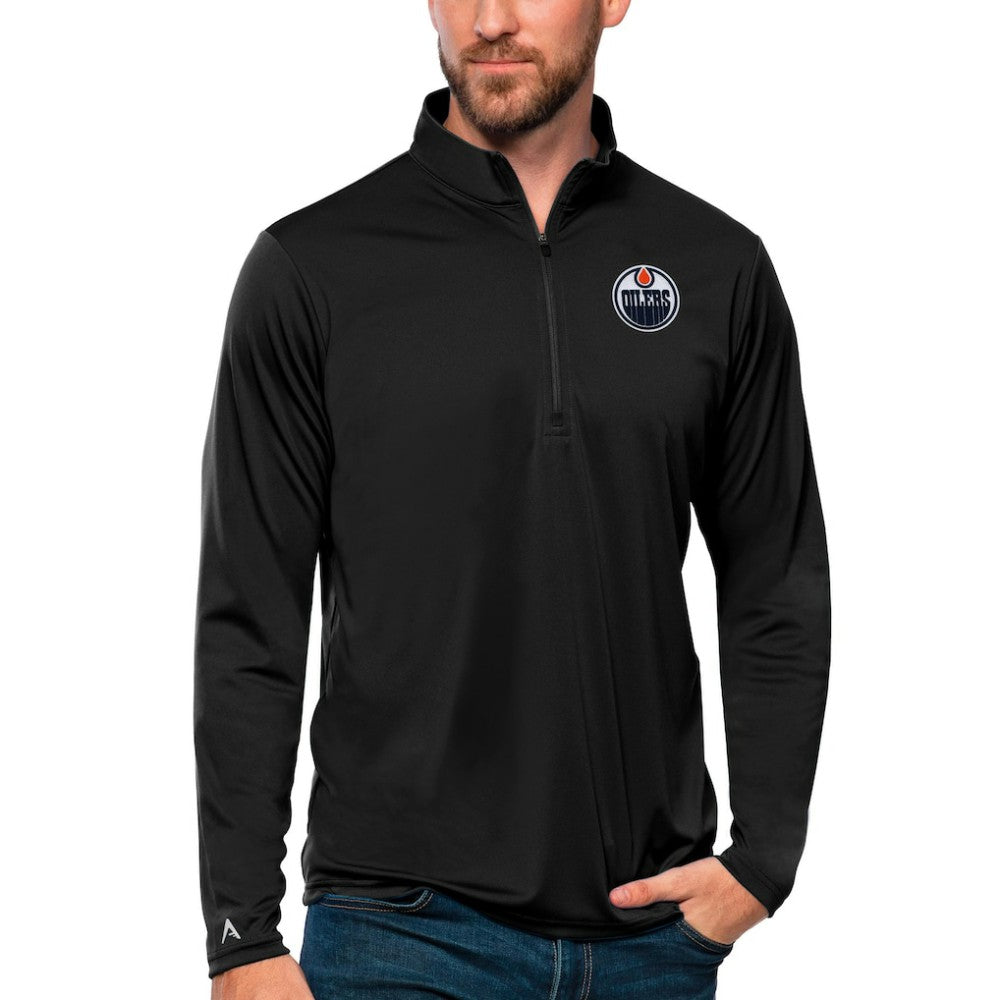Edmonton Oilers Antigua Tribute Quarter-Zip Pullover Top - Black | NHL discount