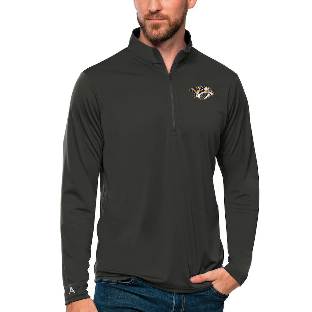 Nashville Predators Antigua Tribute Quarter-Zip Pullover Top - Charcoal | NHL Clearance
