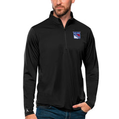 New York Rangers Antigua Tribute Quarter-Zip Pullover Top - Black | NHL Lifestyle