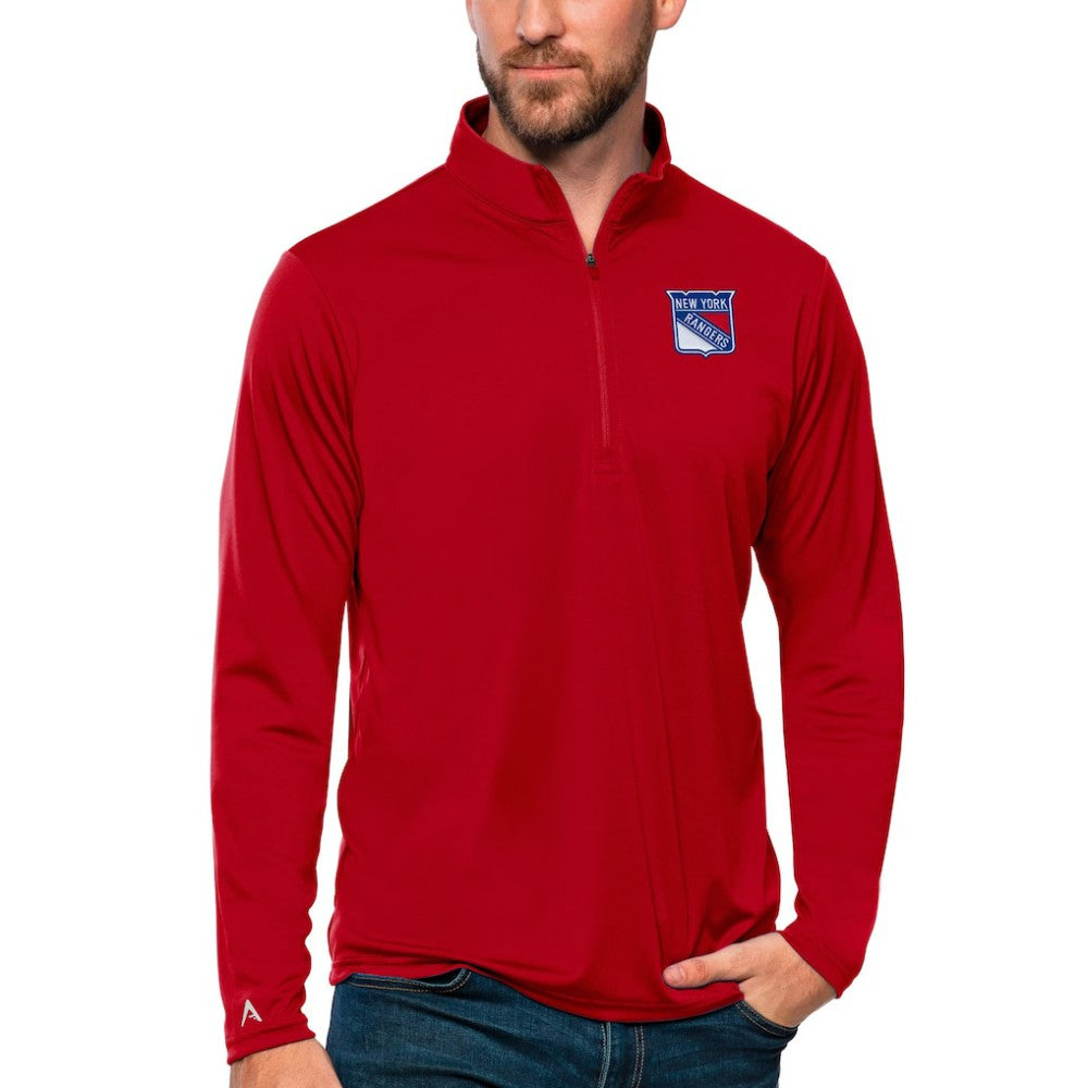 New York Rangers Antigua Tribute Quarter-Zip Pullover Top - Red | NHL Clearance
