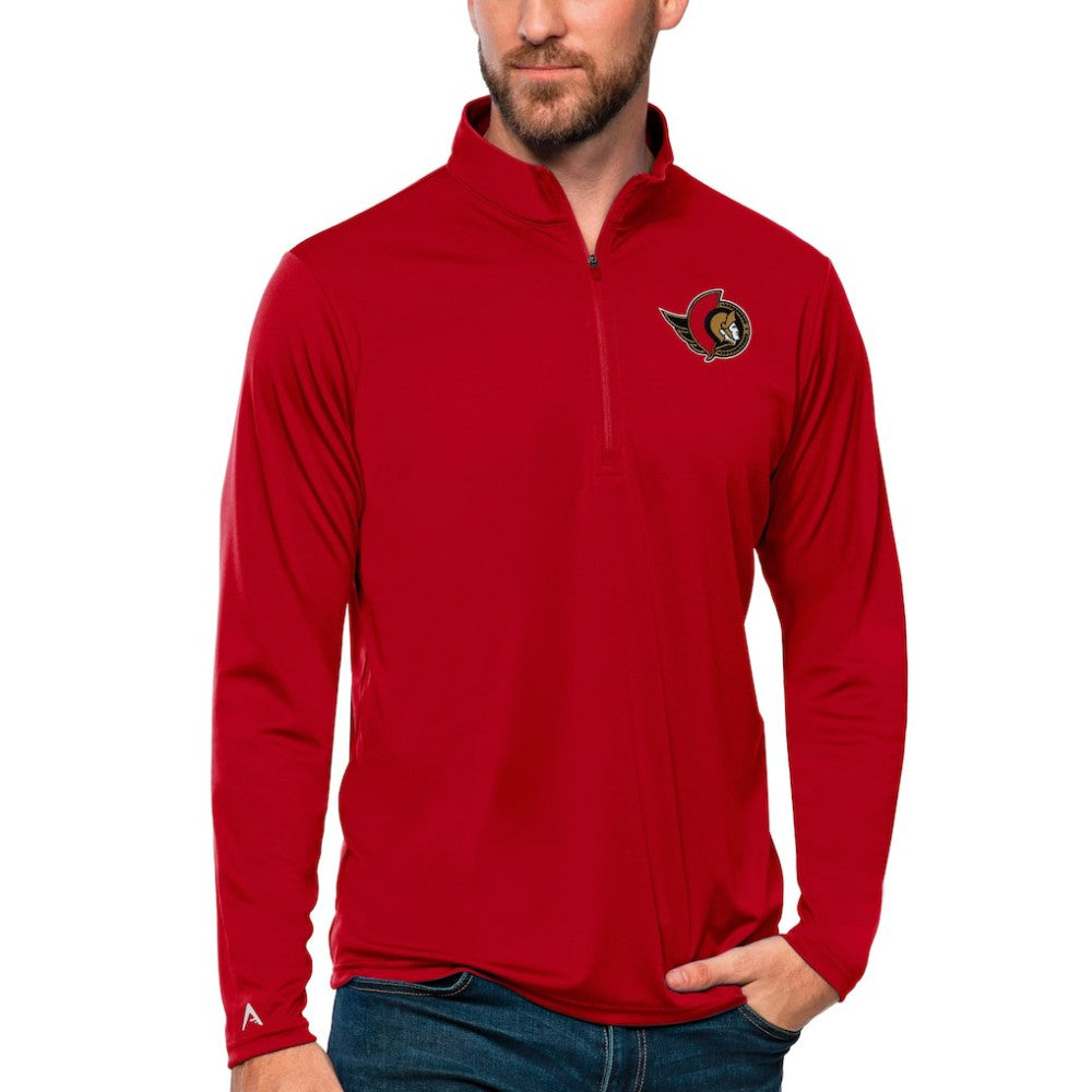 Ottawa Senators Antigua Tribute Quarter-Zip Pullover Top - Red | NHL Lifestyle