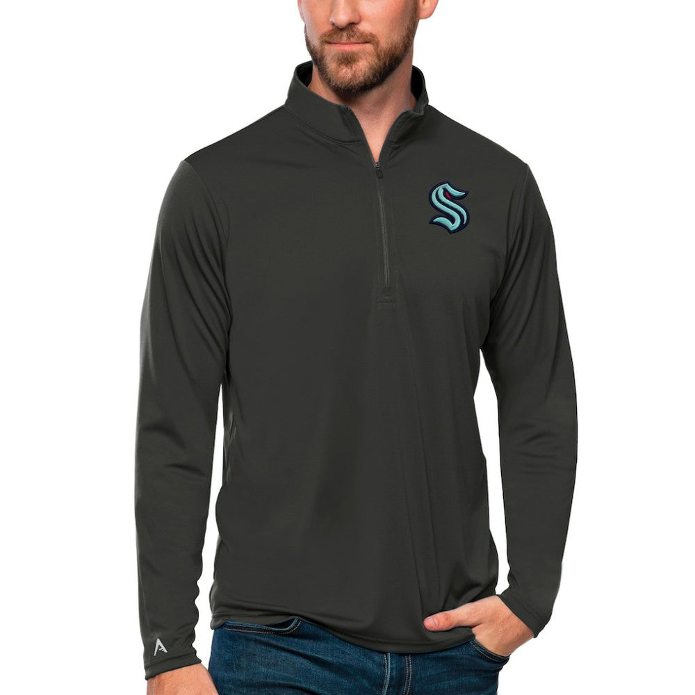 Seattle Kraken Antigua Tribute Quarter-Zip Pullover Top - Charcoal | NHL near me